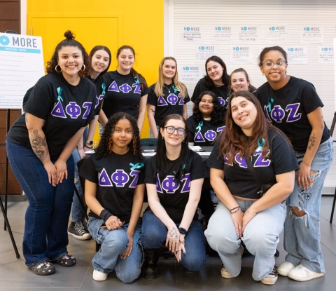 Students of a Greek group posing
